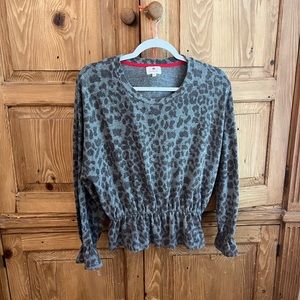 Sundry peplum leopard sweater